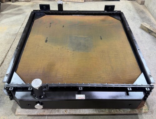 Caterpillar Trackhoe Excavator Radiator Core Overheating Damage and Recore Repair