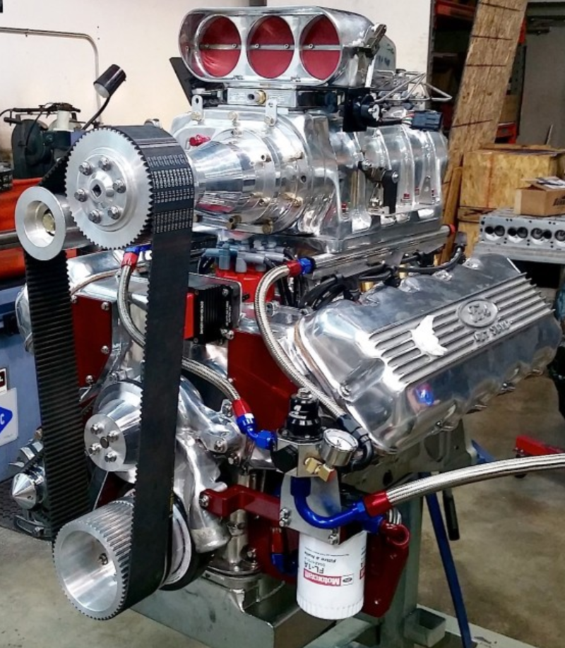 427 Sohc Ford Cammer Engine With Roots Style Blower & Bug Catcher 